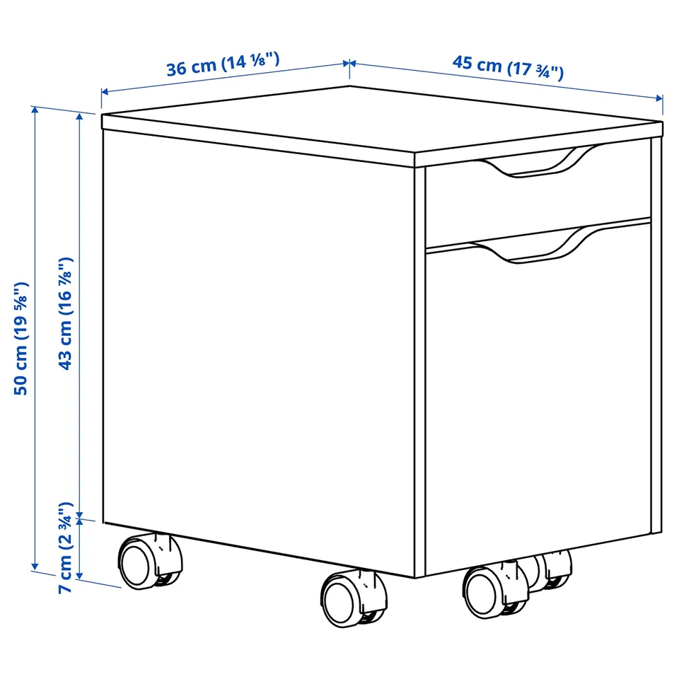 Illustration with measurements for the product: ALEX.