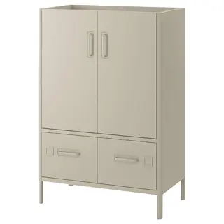 IDÅSEN cabinet with doors and drawers, beige, 80x47x119 cm