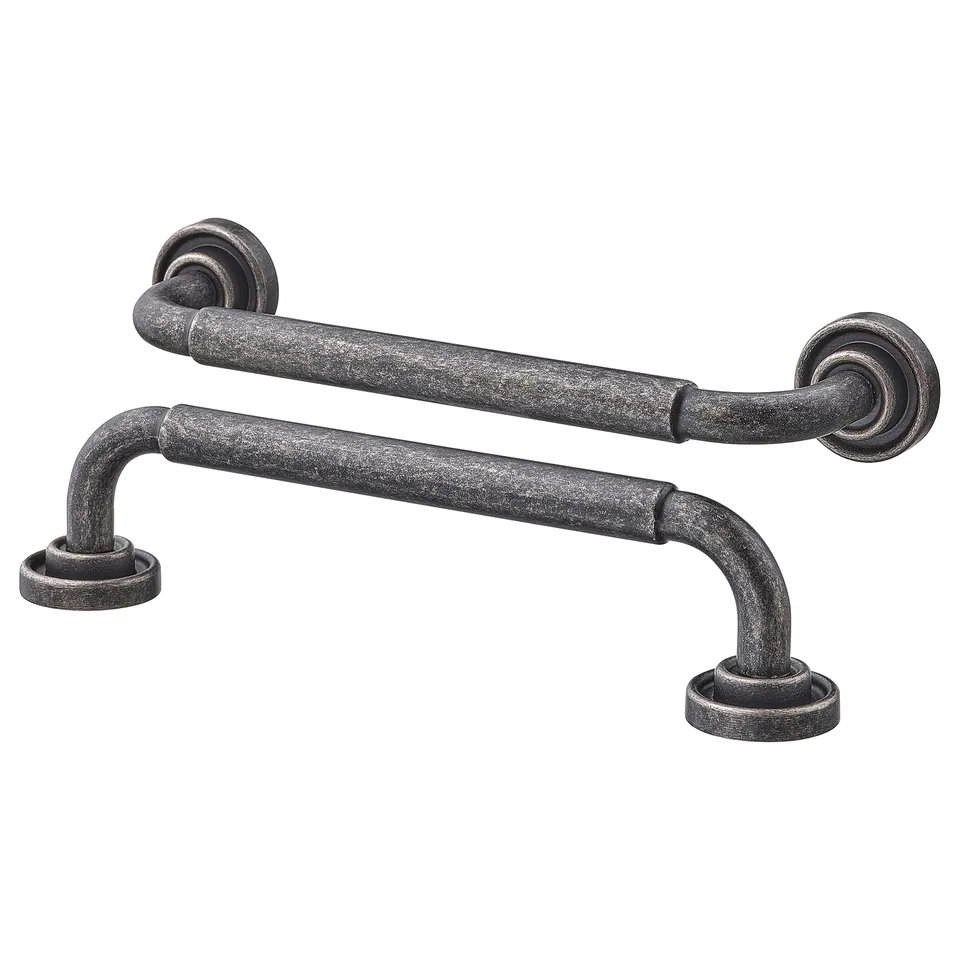 SKRUVSHULT anthracite kitchen handles, round design, zinc & copper-plated, traditional style.