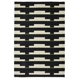 STOCKHOLM 2025 rug, flatwoven, black/white/light green handwoven, 170x240 cm