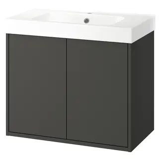 HAVBÄCK / ORRSJÖN wash-stnd w drs/deep wash-basin, dark grey, Width 82.3 x Depth 49.4 x Height 72.0 cm