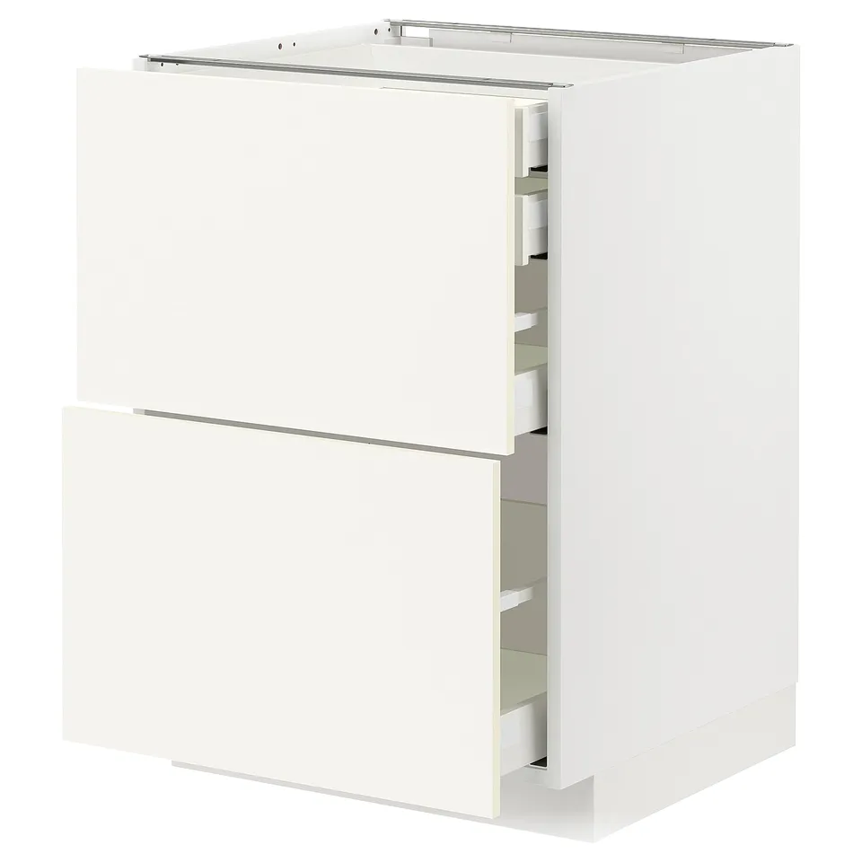 Ikea METOD white kitchen cabinet with pull-out drawers.
