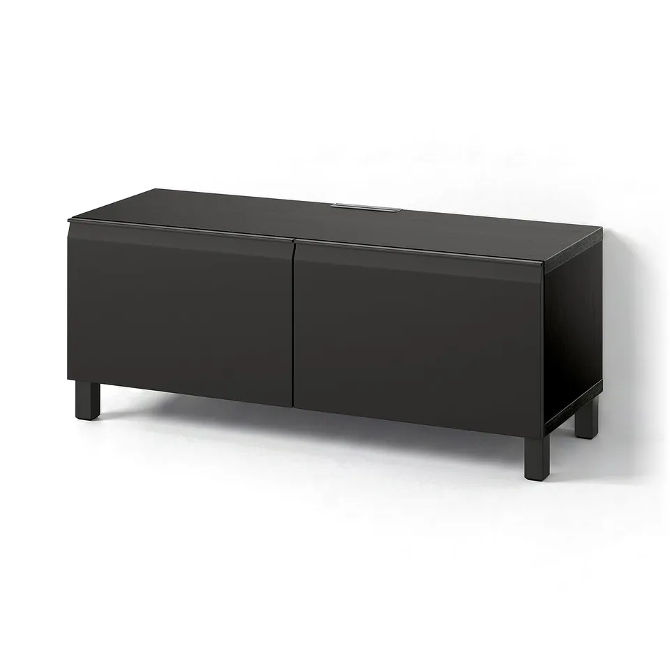 BESTÅ TV bench with doors, black-brown/Hammarsmed/Stubbarp anthracite, 120x42x48 cm