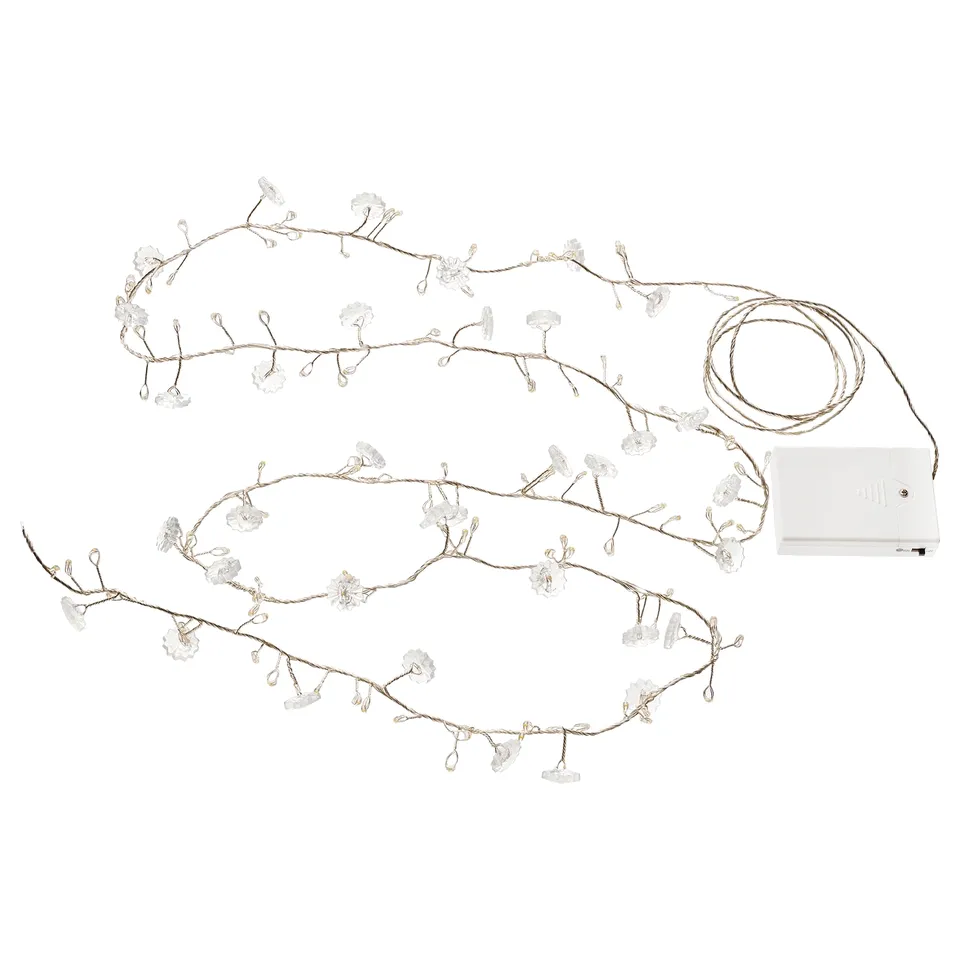 STRÅLA LED lighting chain, battery-operated flower