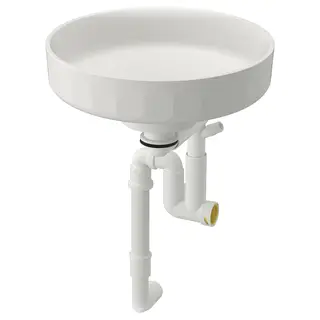 LERSJÖN countertop wash-basin w water trap, white, 38x14 cm