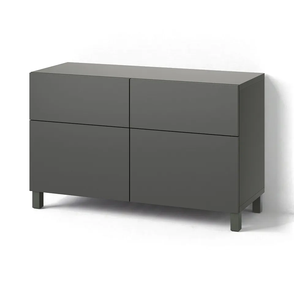 BESTÅ Storage combination w doors/drawers, dark grey/Lappviken/Stubbarp dark grey, 120x42x74 cm