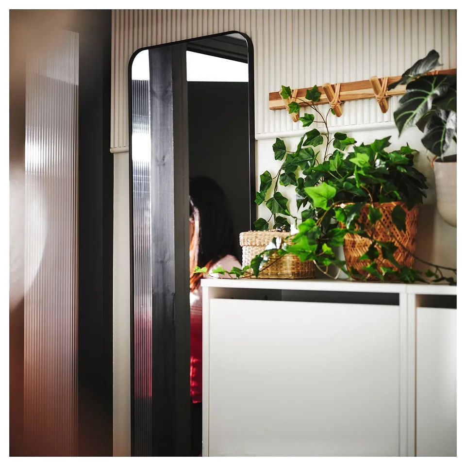 LINDBYN Mirror, black, 40x130 cm