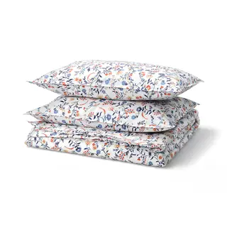 BRUDKRUSBÄR duvet cover and 2 pillowcases, white multicolour/floral pattern, 240x220/50x80 cm