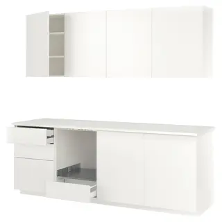 METOD kitchen, white/Veddinge white, 246x60x227 cm
