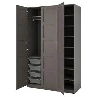 PAX / BERGSBO wardrobe, dark grey/dark grey, 150x60x236 cm