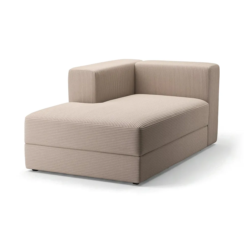 Beige striped l-shaped JÄTTEBO sofa module, modern and plush, with clean lines.