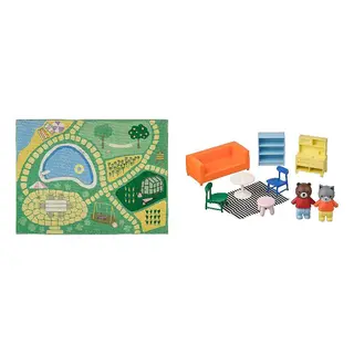 HUSET/HUSSPARV set: rug + dollhouse furniture and figures