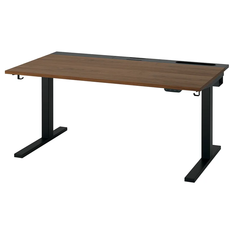 MITTZON desk - brown top, black legs, adjustable.