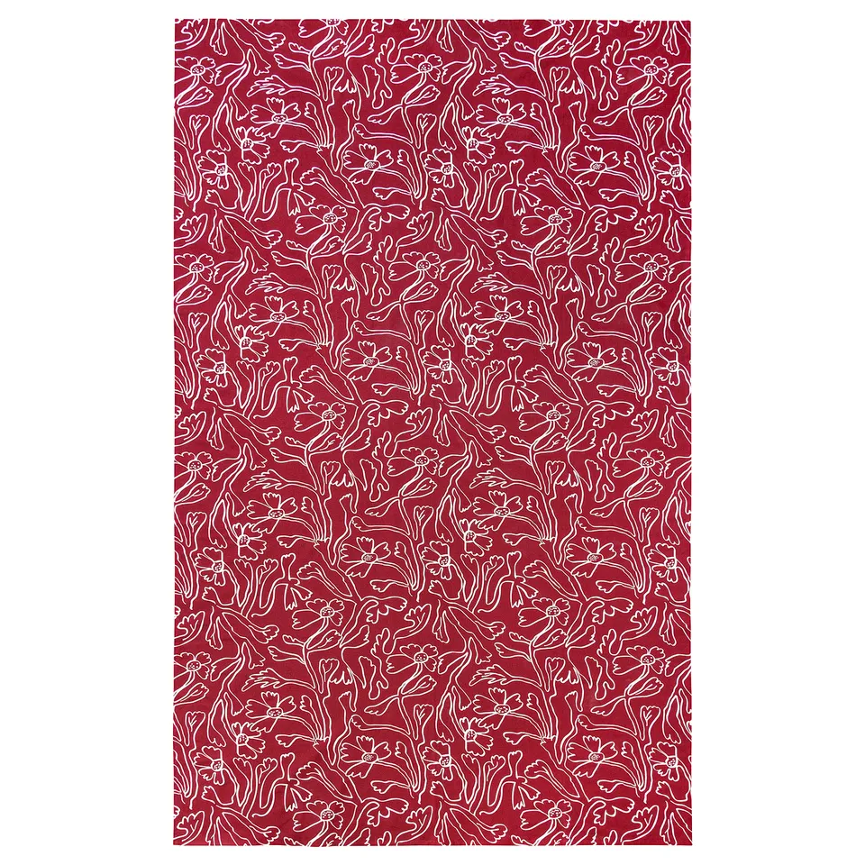 HÖSTAGILLE Tablecloth, red white/floral pattern, 145x240 cm