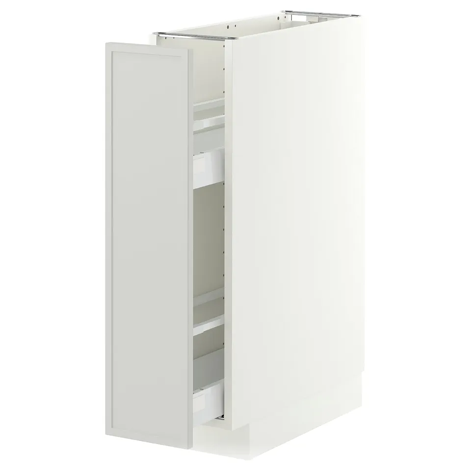 METOD / MAXIMERA Base cabinet/pull-out int fittings, white/Aspudden light grey, 20x60x80 cm