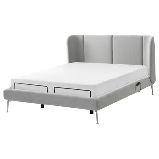 TUFJORD upholstered bed frame, with electric adjustable bed base/Tallmyra white/black, Length 226 x Width 204 cm