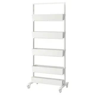 MITTZON frame w castors/container/cable box, white, 85x205 cm