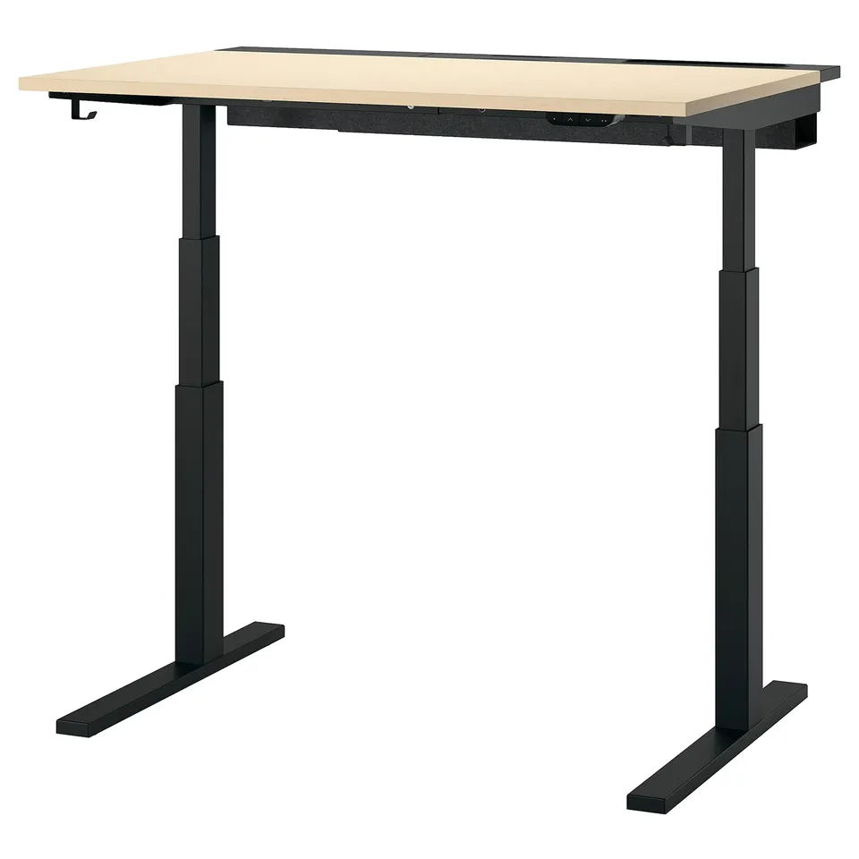 MITTZON standing desk, black, adjustable height, rectangular top.