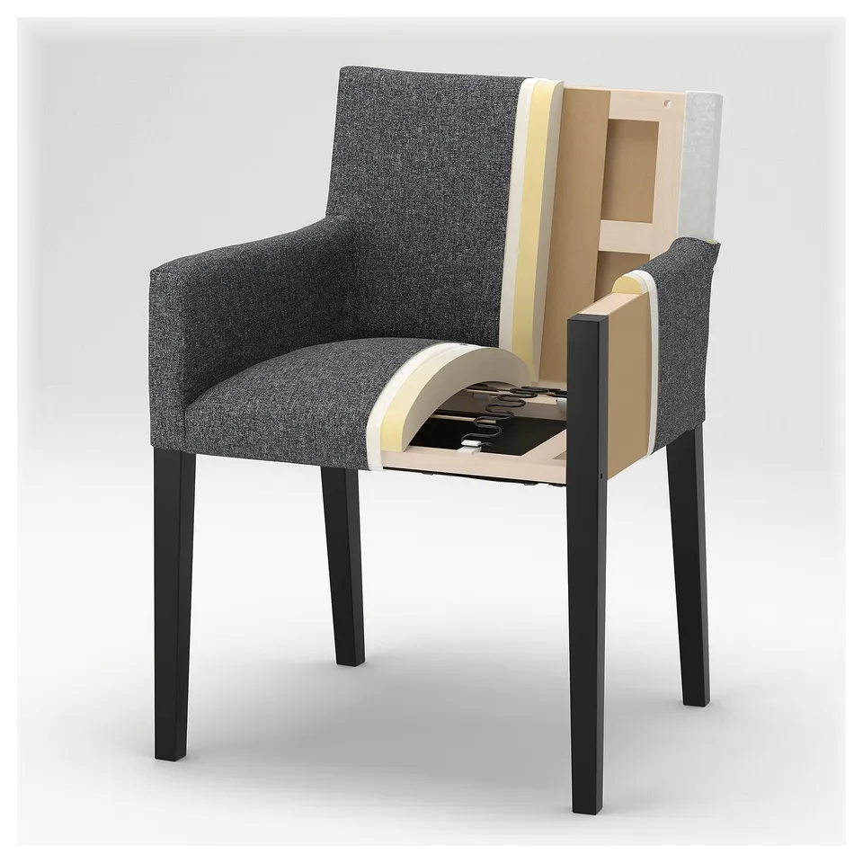 TONSTAD / MÅRENÄS Table and 6 chairs, brown oak veneer/Gunnared beige black, 200x85 cm