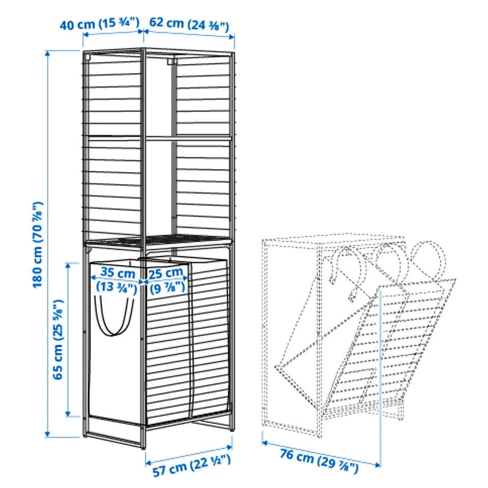 Illustration with measurements for the product: JOSTEIN.