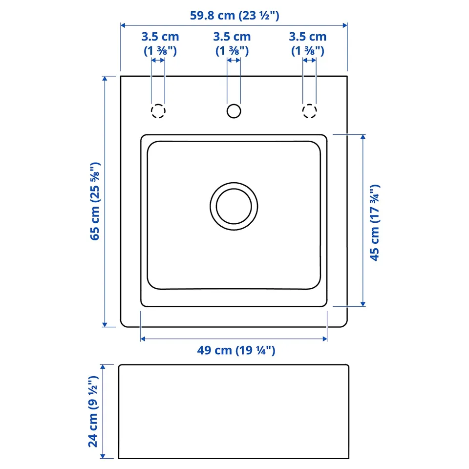 Illustration with measurements for the product: TALLSJÖN.