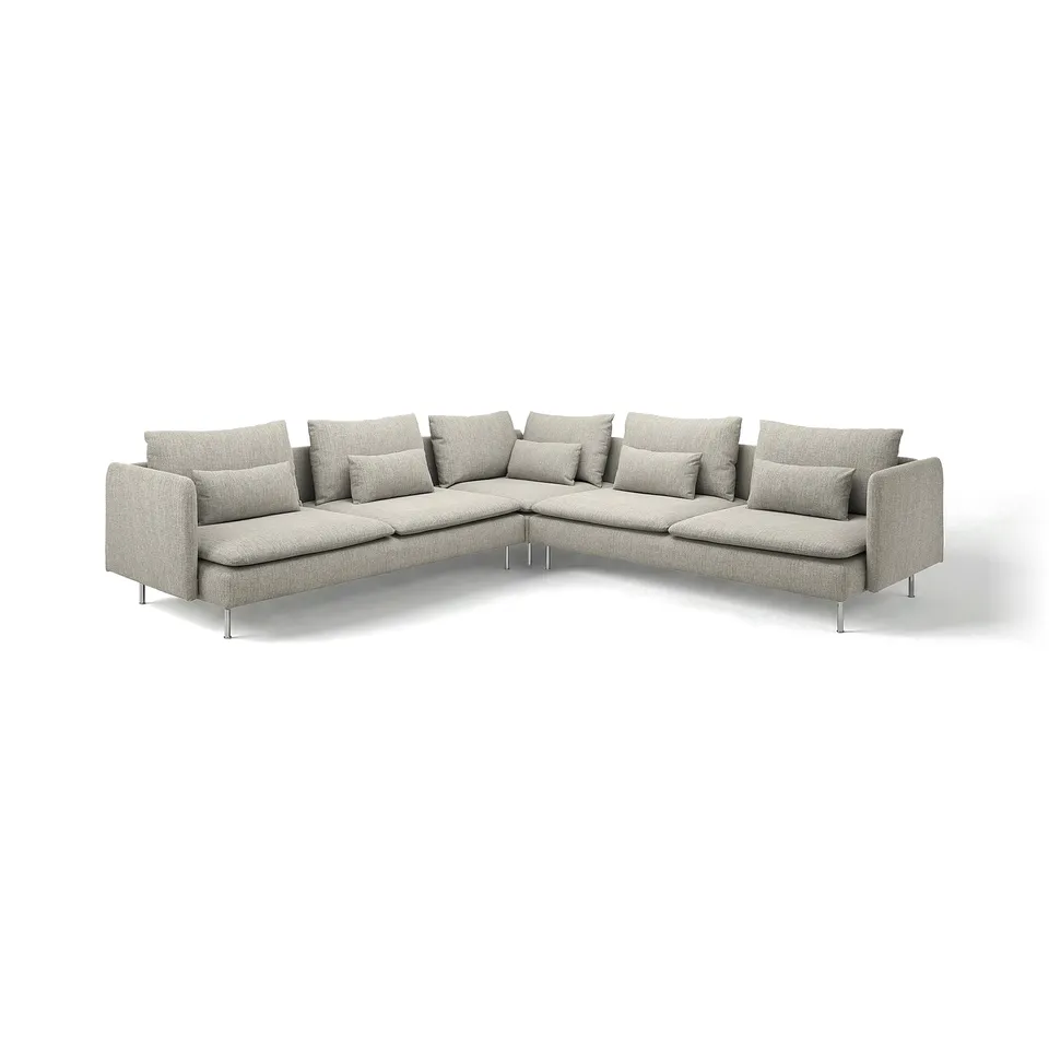 SÖDERHAMN light grey u-shaped sofa, modern design, comfortable cushions.
