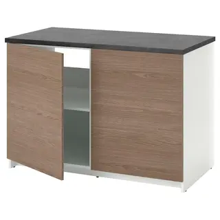 KNOXHULT base cabinet with doors, wood effect/grey, 120x85 cm