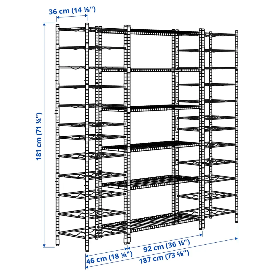 Illustration with measurements for the product: OMAR.