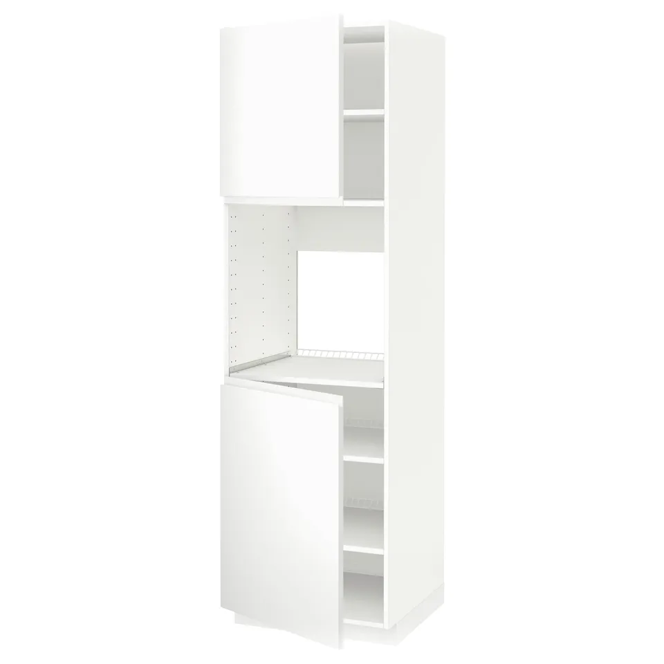 White METOD kitchen unit, modern design with adjustable shelves and closed cabinet.