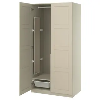 PAX / BERGSBO wardrobe combination, grey-beige/grey-beige, 100x60x201 cm