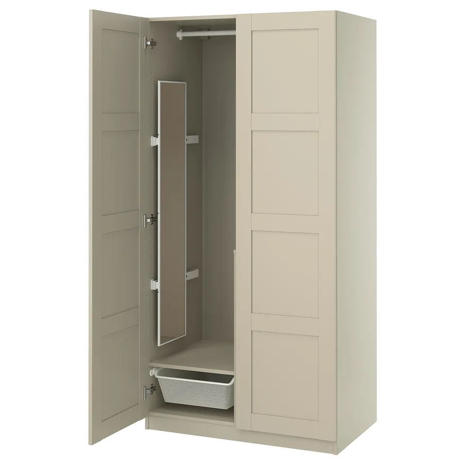 PAX / BERGSBO Wardrobe combination, grey-beige/grey-beige, 100x60x201 cm