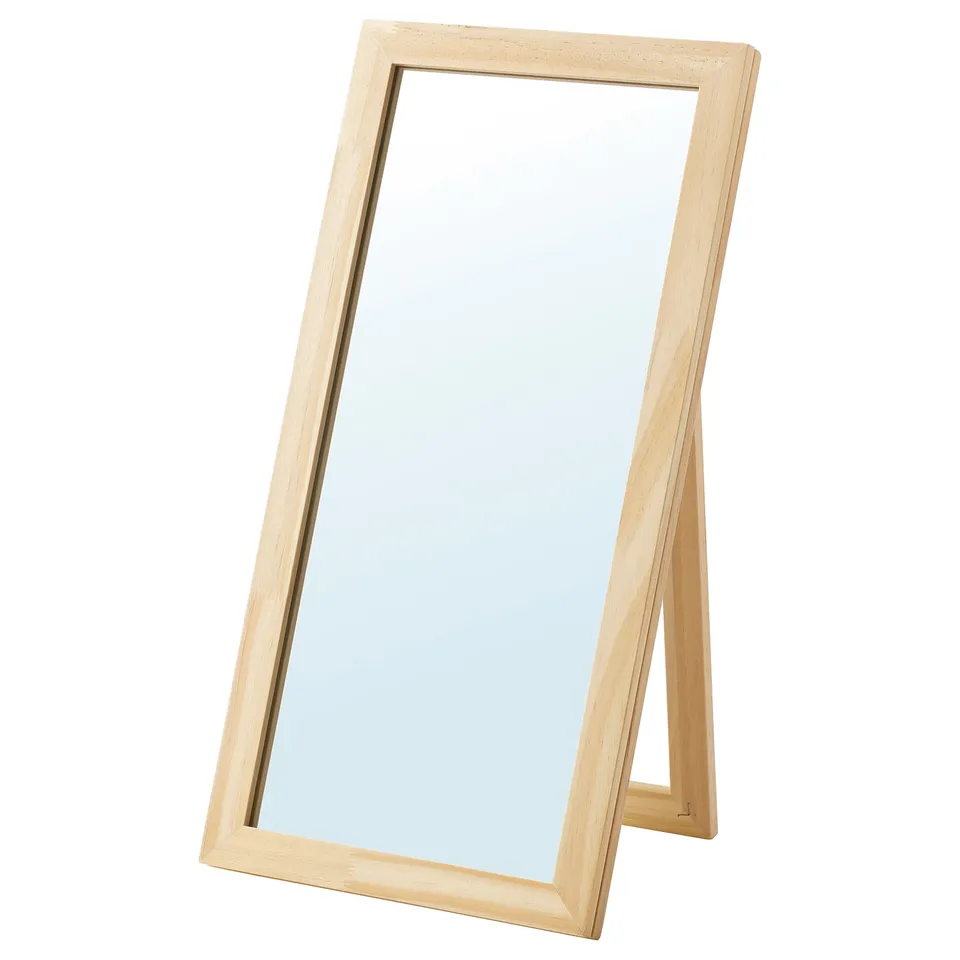 Kompis hungary light wood floor mirror, rectangular, simple design.
