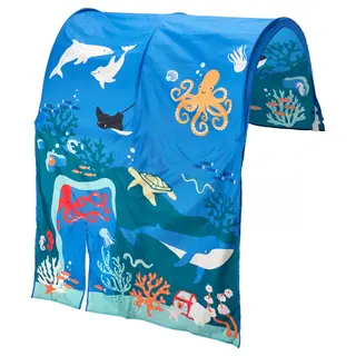KURA bed tent, ocean animals pattern, Height 68 x Length 150 x Width 97 cm