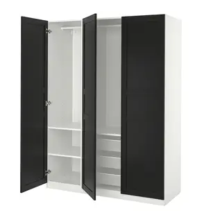 PAX / FLISBERGET wardrobe combination, white/anthracite, Width 150.0 x Depth 60.0 x Height 201.2 cm