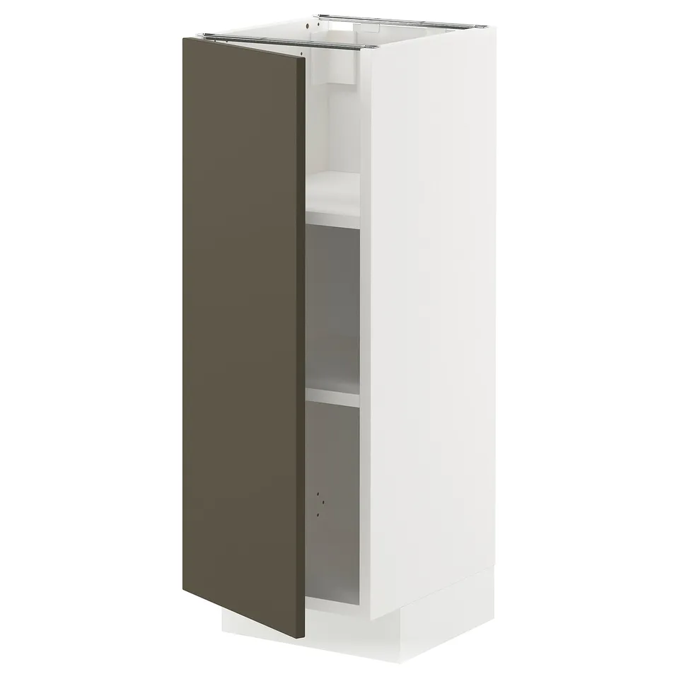METOD kitchen cabinet, dark brown/beige, modern design, vertical shape, adjustable shelves.