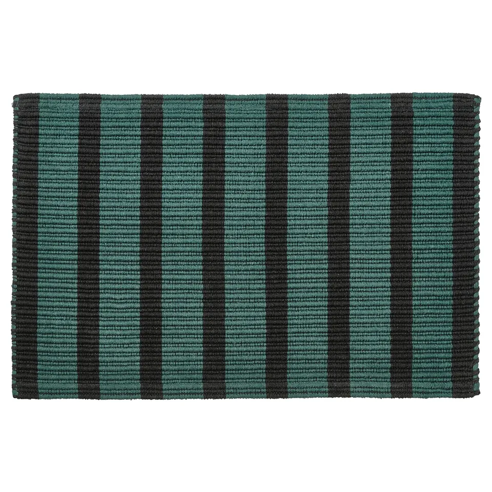 Blue-green VÄGSKYLT doormat with black stripes & anti-slip backing.