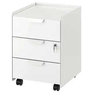 TROTTEN drawer unit w 3 drawers on castors, white, Width 40 x Depth 47 x Height 56 cm