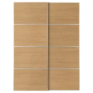 MEHAMN pair of sliding doors, aluminium/double sided oak effect, 150x201 cm