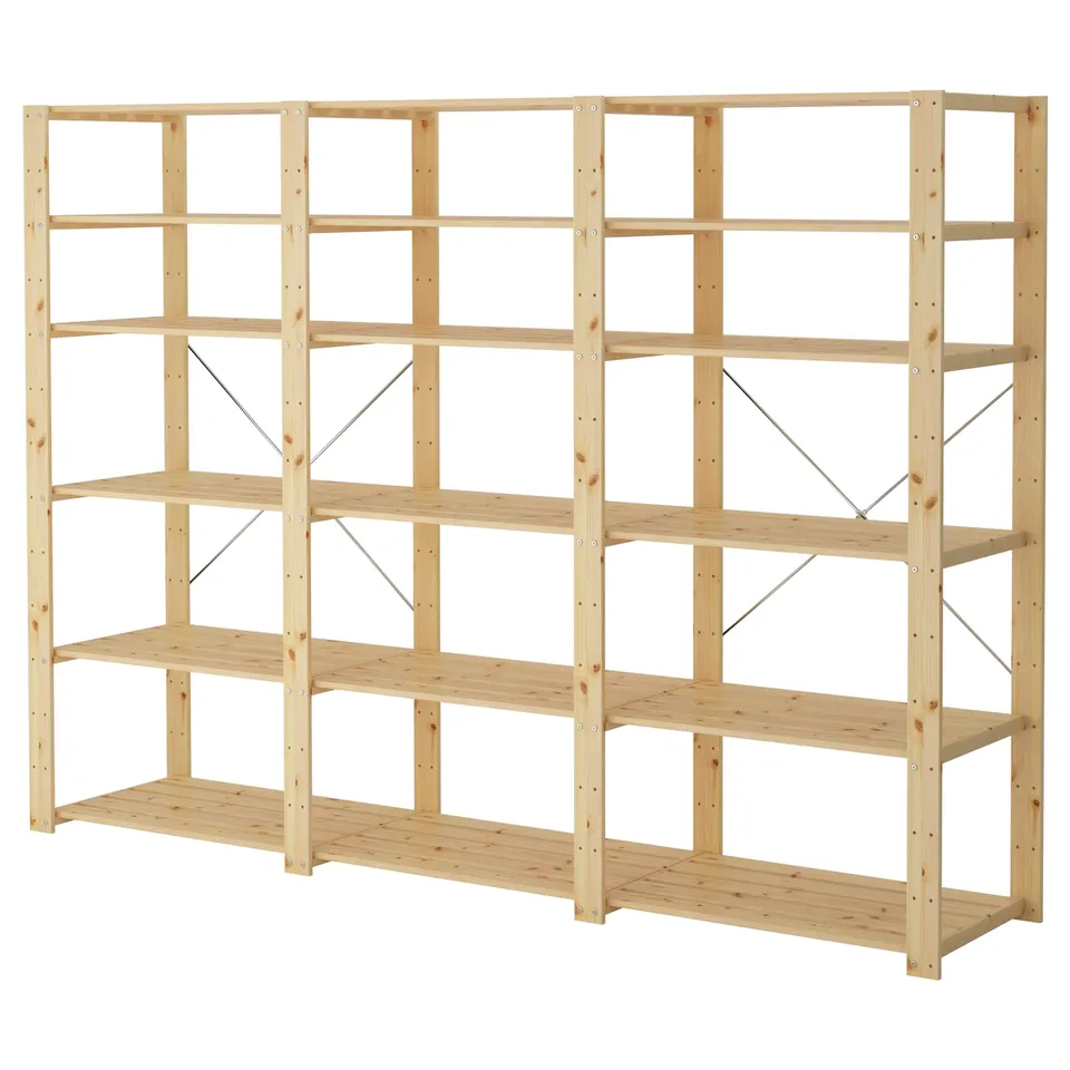 HEJNE wood shelving unit, rectangular, sturdy.
