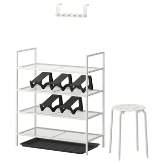 BOJTEN hallway furniture, set of 10, white/grey