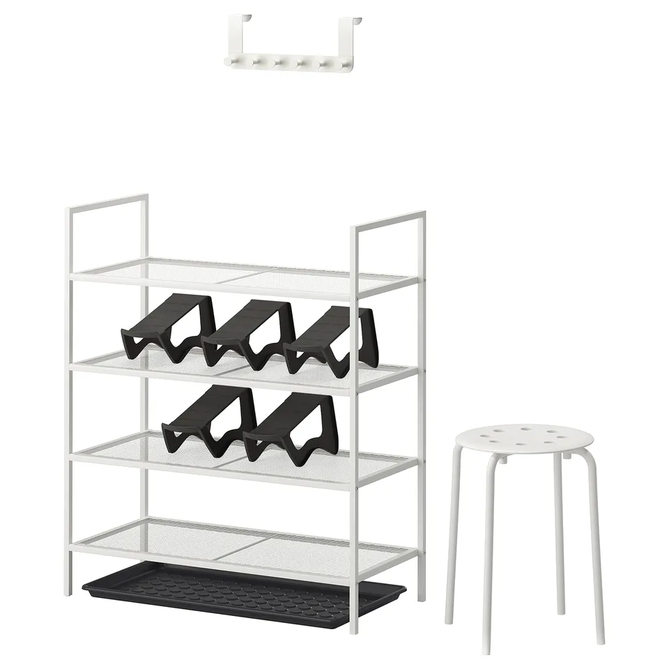 BOJTEN Hallway furniture, set of 10, white/grey