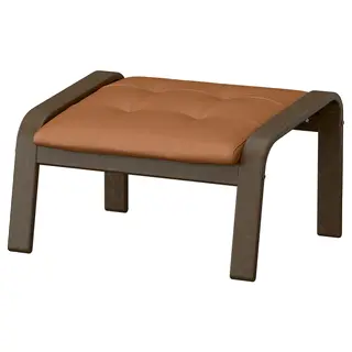 POÄNG footstool, walnut effect/Grann golden-brown, Width 68 x Depth 54 x Height 39 cm