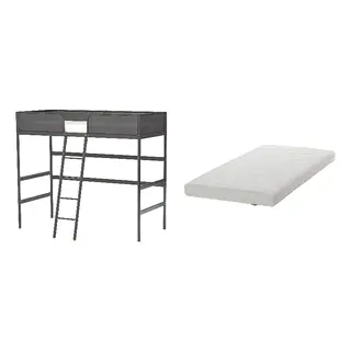 TUFFING/ÅFJÄLL set: loft bed frame + foam mattress