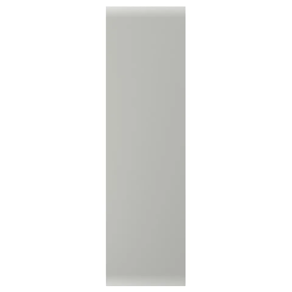 A grey, rectangular HAVSTORP cabinet door with a smooth, minimalist design made from acrylic paint and fiberboard.