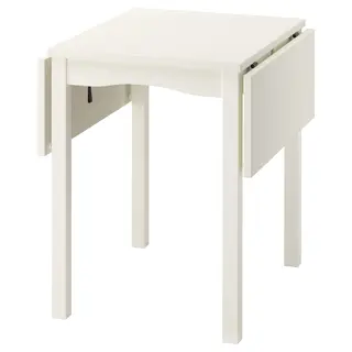 HAUGA drop-leaf table, white/birch veneer, Height 75 x Width 74 x Length 82 cm