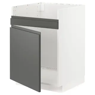 METOD base cab f HAVSEN single bowl sink, white/Voxtorp dark grey, 60x60x80 cm