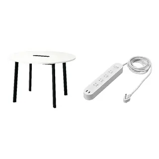 KOPPLA/MITTZON set: conference table + 4-way socket with 2 USB ports