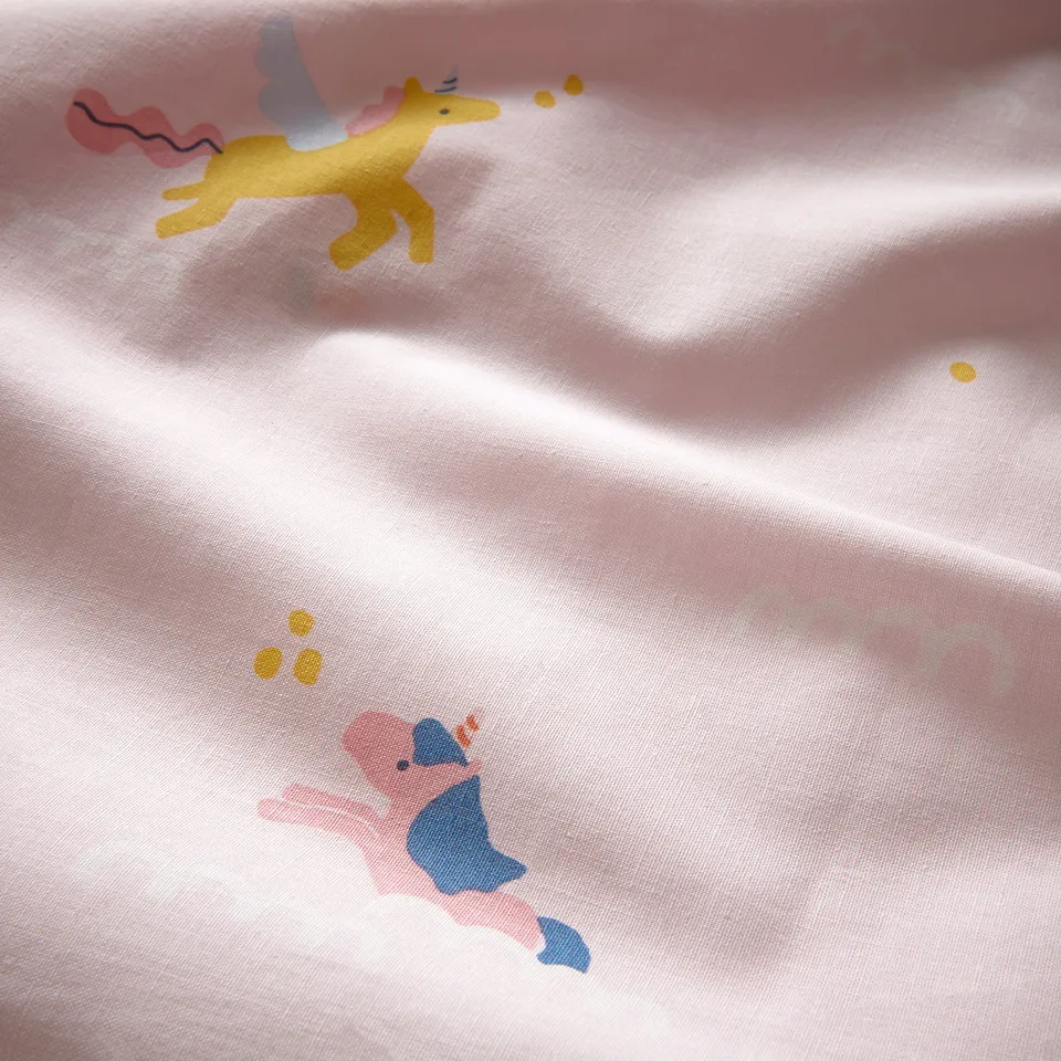 BARNDRÖM Fitted sheet, pink/unicorn pattern, 90x200 cm