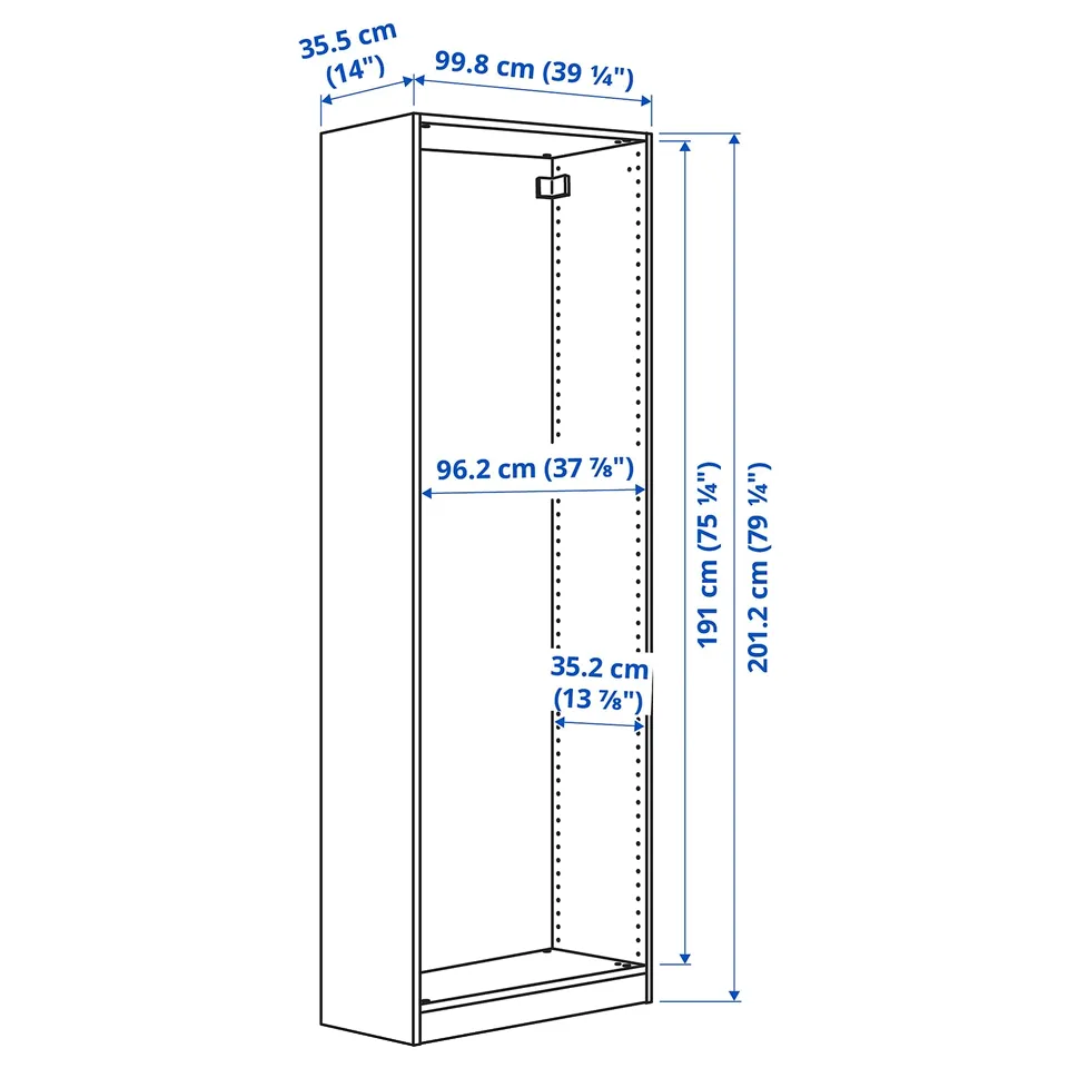 Illustration with measurements for the product: PAX.