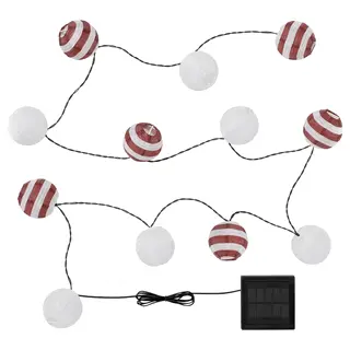 SOLVINDEN LED lighting chain with 12 lights, solar-powered outdoor/red stripe